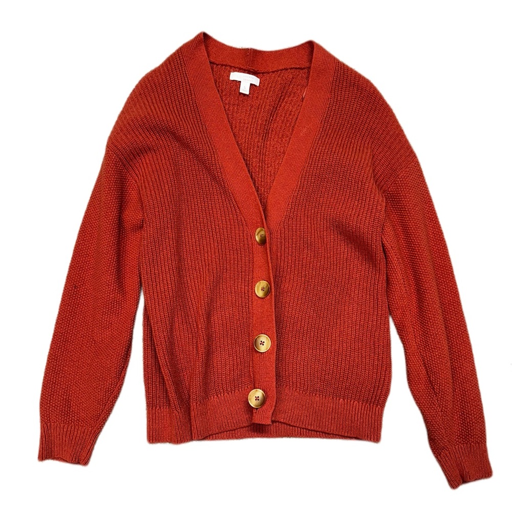 Cute Orange Buttoned Cardigan